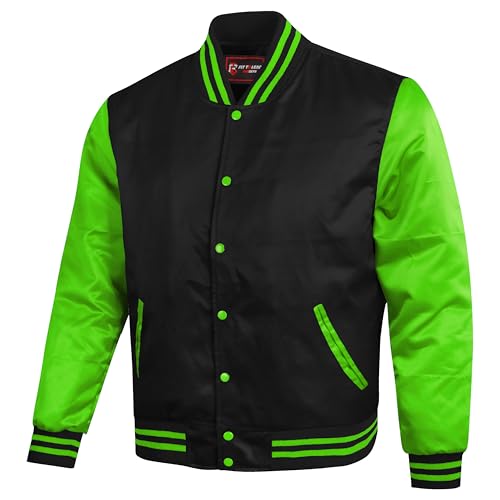 Men,s Letterman Bomber Style BasketBall Jacket Premium Satin Black Body & Multicolor Sleeves Jacket2