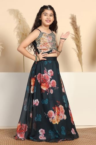 Image of Fashion Dream Girl's Organza Readymade Tabby Lehenga Choli |Lehenga |Traditional Lehenga Choli