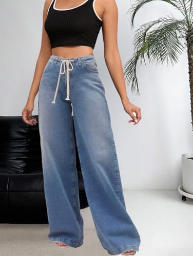 LaiyiVic Wide Leg Jeans for Women High Waisted Stretchy Straight Pants Leg Boyfriend Baggy Jeans3