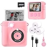 Instant Print Camera for Kids, Christmas Birthday Gifts Girls Boys Age 3-12, HD Digital Video Cameras Toddler, Portable Toy 3 4 5 6 7 8 9 10 Year Old Girl with 32GB SD Card-Pink