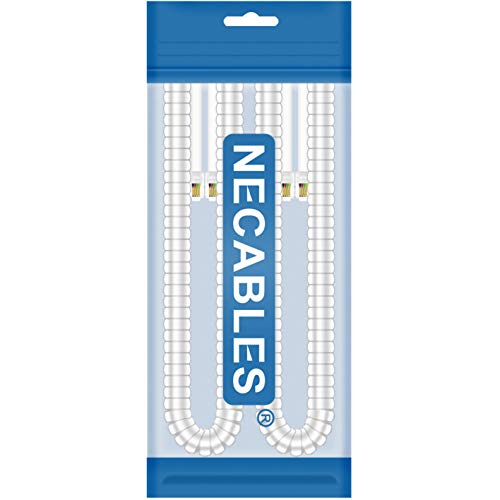 Necables 2Pack Phone Cord For Landline Telephone Cord Handset Cord Curly Cord Coiled Cable Rj9 4P4C Male To Male White #TOP5