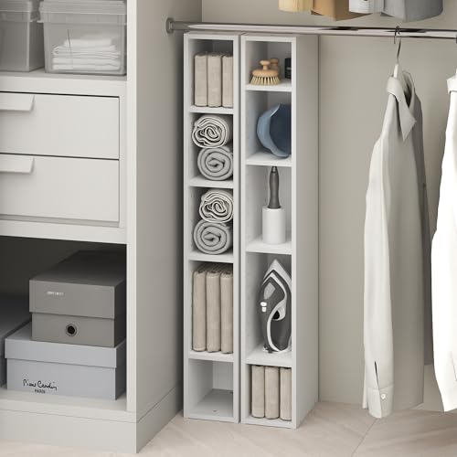 Image of Furinno Fulda 10-Tier Closet Organizers and Storage, Open Shelf, Storage Organizer, 6-Inch Width, for Closet, Bedroom, White