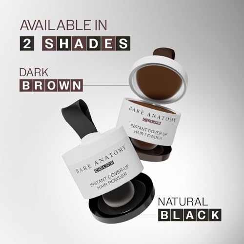 Image of Bare Anatomy Instant Cover-Up Hair Powder | 100% Instant Grey Coverage | Seamless Natural Finish | Gentle, Non-Drying Formula | Brown Color | 4gm