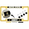 [Officially Licensed Product] - United States Army with Star Logo Domed Custom-Made Personalized Narrow Thin Top 4 Hole Metal Car License Plate Frame with Free caps - Gold Quantity 1 Frame
