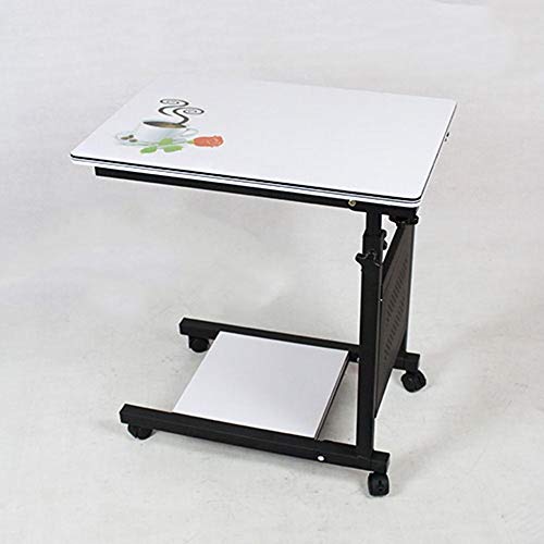Tabelle Adjustable Krankenhaus-Bett Tisch Matratze Nachttisch Rad und Laptop Halterung Rollen Bett-Behälter (Color : White)