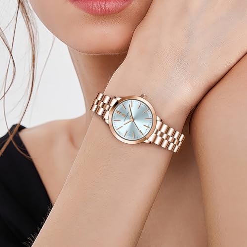 Image of Sapphero Ladies Watch Easy to Read Wristwatch, Women's Quartz Watch with Stainless Steel Strap, 5 ATM Waterproof, Classic Elegance Women Business Waterproof Watch