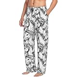 Pyjama pour homme avec poches : ce pantalon de pyjama imprimé cheval blanc pour homme dispose d'une taille élastique avec un cordon de serrage pour un ajustement réglable et de deux poches latérales pour plus de commodité