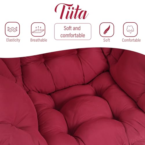Image of Tiita Lazy Chair, Red Modern Large Accent Armchair, Comfy Leisure Sofa Reading Chair for Bedroom, Living Room, Dorm Rooms, Garden and Courtyard, Red