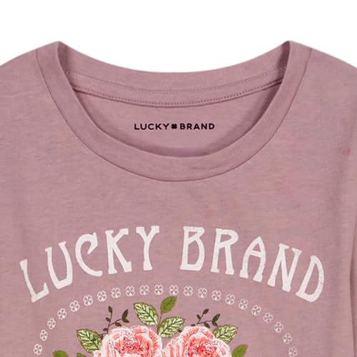 Image of Lucky Brand Girls' Long Sleeve Graphic T-Shirt, Tagless Cotton Tee with Fun Designs