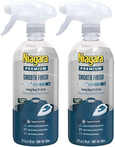 NIAGARA Spray Starch (22 Oz, 2 Pack) Trigger Pump Liquid Starch for Ironing, Non-Aerosol Spray on Starch, Reduces Ironing Time, No Flaking, Sticking or Clogging, Biodegradable Ingredients, Recyclable
