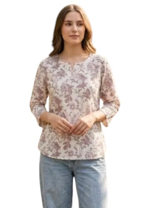 Image of Floral Printed Kurta, Full Sleeve