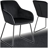 TecTake® Chaise de Salle à Manger Ergonomique Fauteuil Salon Design scandinave Confortable, Aspect Velours, Pieds en métal Noir, pour Chambre, Chaise Coiffeuse, Fauteuil de Bureau