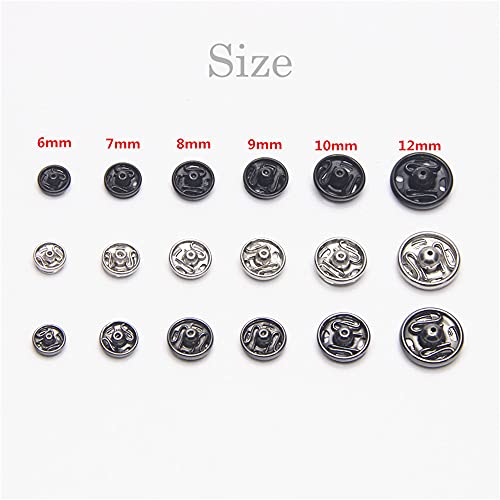 Mini Button Buckle Invisible Metal Snap Buttons Fasteners Press Studs Buttons For Sewing Clothing(Black,10Mm) #TOP2
