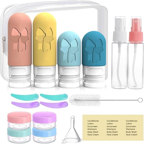 Image of Lyrovo 18 Pack Travel Bottles Set Leak Proof Silicone Squeezable Containers for Toiletries Refillable Travel Accessories for Conditioner Shampoo Lotion & Body Wash (18 Pcs Multi Bottle Set)