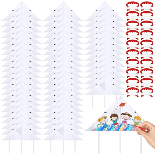 La Mejor Lista de Kits de decoración de telas los 5 mejores. 39 Syhood - Kit de 64 cometas en blanco para niños y niñas, kit de fabricación de cometas a granel de 20 pulgadas, decoración de verano con kits de manualidades para niños y...