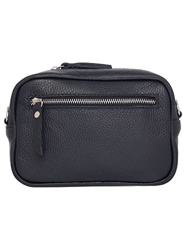 Preisvergleich Produktbild Zwillingsherz Umhängetasche mit Reißverschluss aus 100% Echtleder - Hochwertige Handtasche zum Umhängen für Damen Frauen Mädchen Crossbag klein und elegant - Schultertasche Bauchtasche Minibag