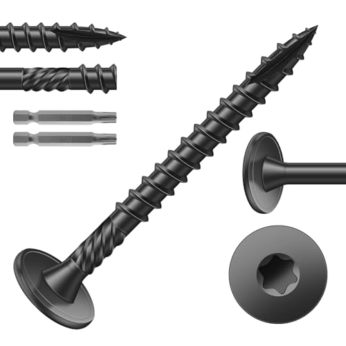 SG TZH #14 x 2 Inch Outdoor Structural Wood Deck Screws (470Pcs/10lb), Carbon Steel, Black, Flat Head, Rust Resistant Epoxy Coated, T30 Star Bit