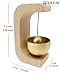 XIUCAI 4-Piece Wood Door Chime, with Magnetic or Adhesive Mounting, No-Tools Installation, Brass Bell for Renting Moving Entryway Decor,Raw Wood Magnetic