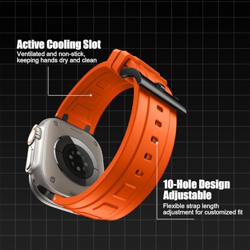 Image of Compatible with Apple Watch Series 11 10 Strap 46mm,Ultra 3 /2 /1 49mm Silicone Straps Compatible with iWatch Series 9 /8 /7 /6 /5 /4 /SE 3 45mm 44mm with Stainless Adapter (NO WATCH)