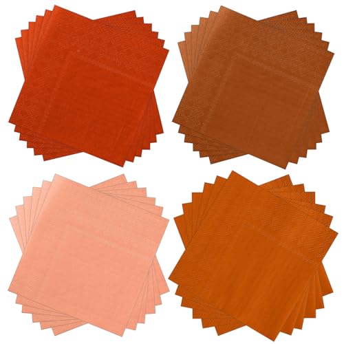 Layhit 100 Pcs Cocktail Napkins Paper Dessert,Terracotta Series,5 X 5 Inch