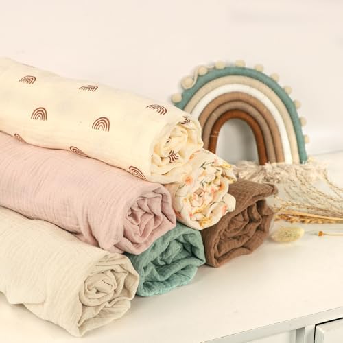 Hooyax Muslin Baby Lounger Cover 2 Pack, Soft and Breathable Newborn Lounger Cover, Adorable Baby Nest Slipcover for Boys Girls, Covers Only (Brown, Wheat) — view 5