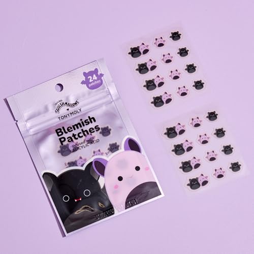 TONYMOLY x Squishmallows Emily + Zumirez Blemish Patches – 24 Bat-Themed Hydrocolloid Acne Spot Treatment Patches with Salicylic Acid – Gentle, Discreet & Effective - Image 8