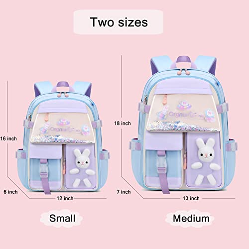 Qenin Cute Backpack Bunny Backpack Kawaii Backpack Waterproof Laptop Backpack（Pink,M） #TOP1