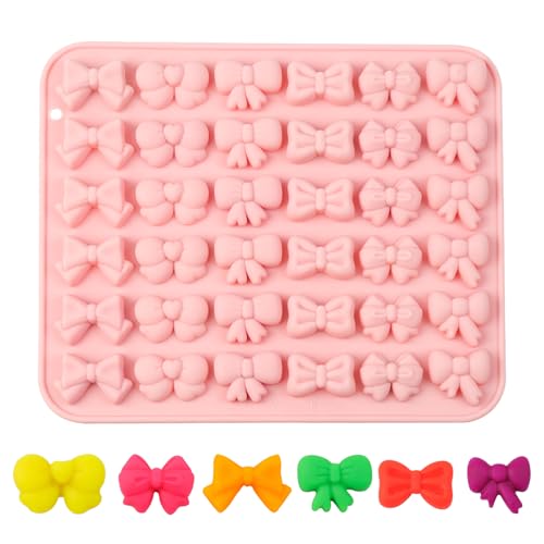 Loghohu Gummy Moulds, Bow Chocolate Moulds Mini Bowknot Shaped Silicone Fondant Mould Bow Mould for Wedding Birthday Party Dessert Cake Supplies Baking DIY