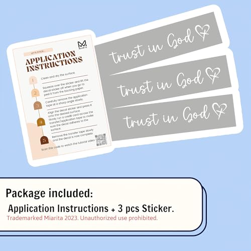Image of Miarita 3X Trust in God Rearview Mirror Sticker, Christian Car Accessories, Car Stickers and Decals for Women, Cute Car Stickers, Mirror Decals, Valentines Day Gifts for Her (Trust in God White)