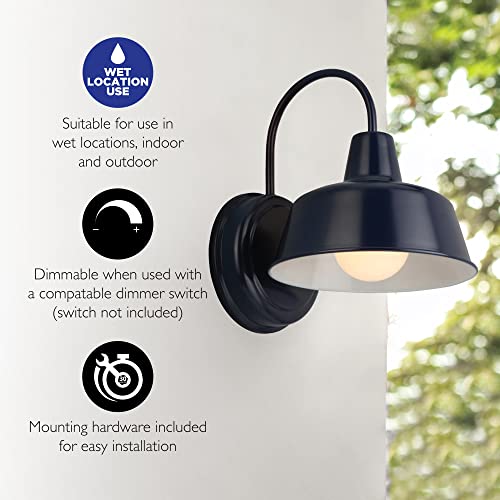 Image of Design House Mason Outdoor Wall Light, 8 inch, Navy Blue | Wall Mount, Modern Farmhouse, Steel, Lighting, 579334