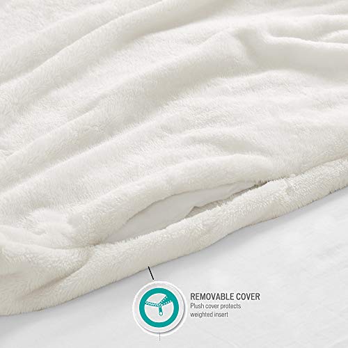 Sleep Philosophy Plush Weighted Ultra Soft And Cozy Warm Calming Heavy Blankets With Poly And Beads Filling, Zipper Removable Cover For Adults, 60X70-18Lbs, Ivory #TOP2