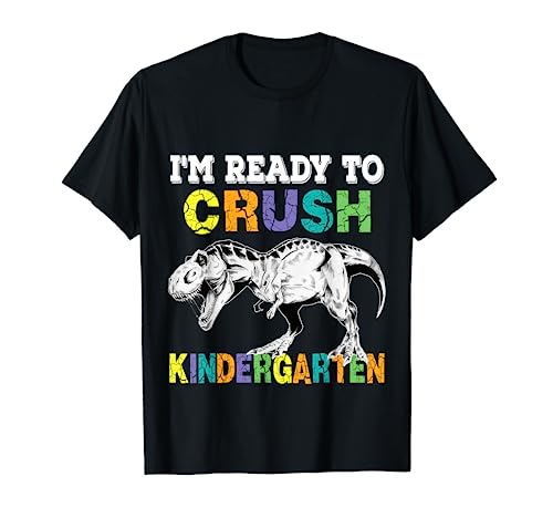 Primer día de jardín de infantes, regalo de dinosaurio con texto en inglés "I'm Ready To Crush" Camiseta