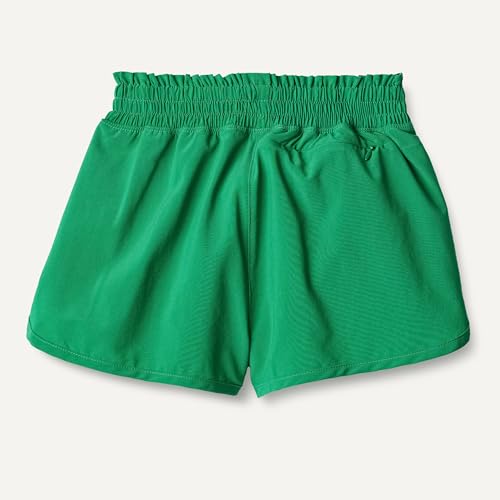 Image of Amazon Essentials Girls' High-Rise Athletic Performance Stretch Woven Shorts with Elastic Waistband