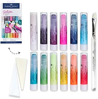 Faber-Castell Gelatos Colors Set, Iridescents - Water Soluble Pigment Crayons - 15 Iridescent Colors