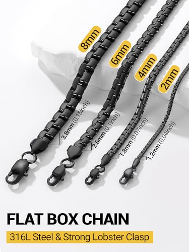 PROSTEEL Stylish Stainless Steel Round Link Chain Necklace for Men, 2mm/4mm/6mm/8mm. Silver/Gold/Black Tone, Hypoallergenic Jewelry, 14"-30", Come with Box4