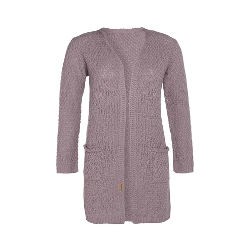 KNIT FACTORY - Luna Strickjacke - Mittellange Damen Strickjacken mit Taschen - Cardigan mit Wolle - Grobstrickjacke - Hochwertige Qualität - Mauve - 40/42