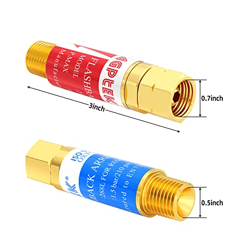 AGPTEK Oxygen Acetylene Flashback Arrestors Set Regulator End 9/16-18 Threads B Size - Image 8