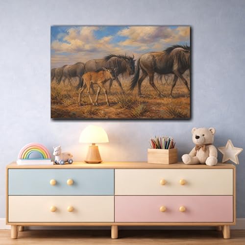 Décoration murale salon gnou | Tableau horizontal grand format 60x40
