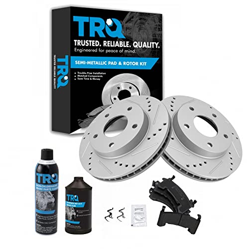 TRQ Brake Pad & Performance Rotor Kit Metallic Front or Rear w/Chemicals