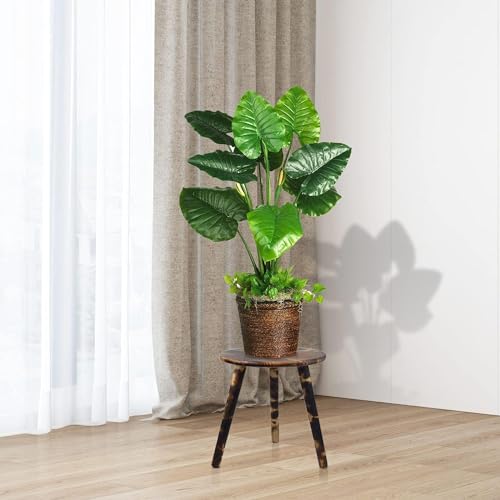 Beautiful Brown Round Tabletop End Table/Stool with Three Foldabl...