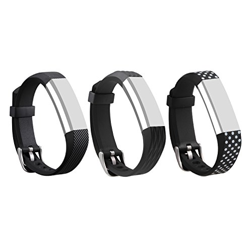 I-SMILE 3PCS Newest Replacement Wristband with Secure Clasps for Fitbit Alta Only(No Tracker, Replacement Bands Only) (3pcs Black Set 2)