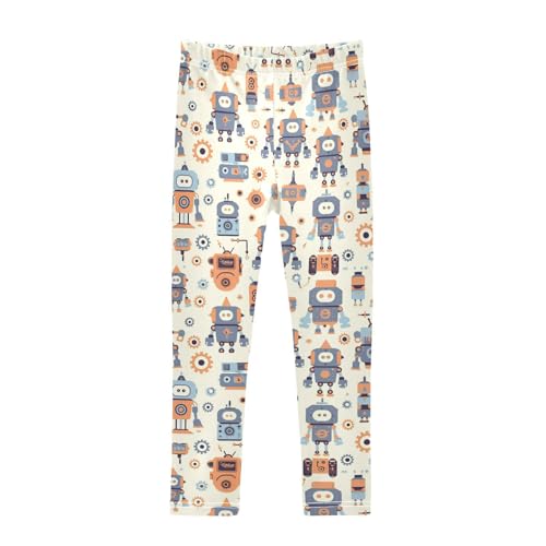 Cute Robots Gears Girls' Leggings Toddler Doodles Kids Yoga Pants Dance Active Tights 4T