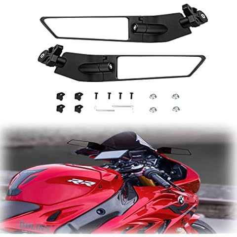SPAUTO Motorcycle Side Mirrors, Adjustable Stealth Mirrors Fit for 2018-2023 KAWASAKI Ninja 400/650 ZX10R/ZX6R/ZX-636 Honda CBR600RR/CBR1000RR Wind Wing Mirror Rotating Cover
