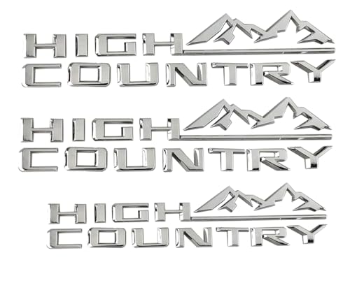 Image of 3pcs High Country Fender Tailgate Letter Logo Emblem 3D Badge Namaplate Replacement for 2019-2023 Tahoe Silverado 1500 2500HD 3500HD Origianl Size Set (Chrome)