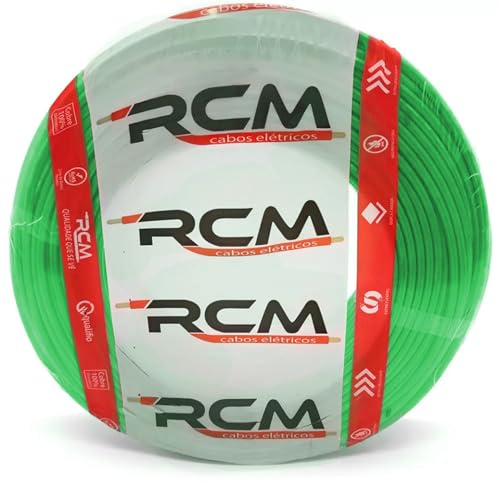 RCM CABOS ELÉTRICOS, Fio Elétrico Verde Cabo Flexível 1 X 10mm Rolo 100m