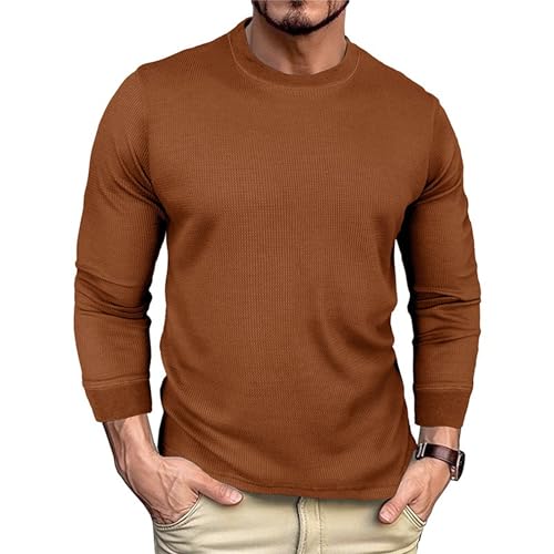 Men's Crewneck Dress Thermal Sweater Waffle Pullover Sweater for Men Mens Long Sleeve Waffle Sweaters4