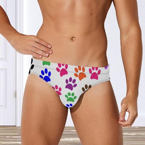 Colorful Paw Prints Sport Swim Briefs Mens New Body Bikini Swimsuit4