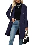 Simplee Womens Trench Coat A Line Dress Coats Fall Winter Rain Jackets Long Ruffle Waterproof with Pockets 2025 (Navy Blue S)