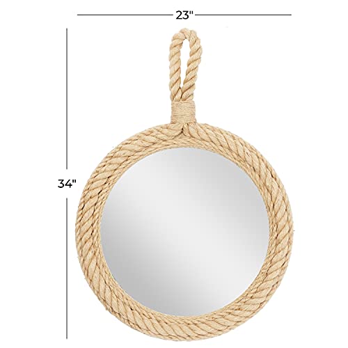 Deco 79 68570 Jute Rope Room Wall Mirror Small Twisted Rope Entryway Mirror With Handle, Wall Mounted Mirror 23 Inch X 2 Inch X 34" thumb #2