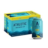 Athletic Brewing Company Craft Non Alcoholic Beer, IPA, Pair With Pizza, Burgers, or Tacos, Vegan Hops & Malt Blend With Citrus & Pine Notes, Low Calorie, Run Wild, 6 Pack, 12 FL Oz Cans